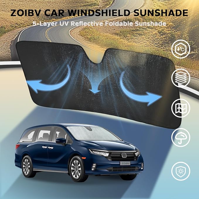 Car Windshield Sun Shade for Chevrolet Chevy Traverse 2018-2023, Front Window Sunshade Sun Visor Protection Cover Accessories -5-Layer Bubble Foldable Thicken Blocks Heat & UV Rays