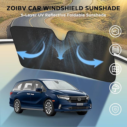 Car Windshield Sun Shade for Chevrolet Chevy Traverse 2018-2023, Front Window Sunshade Sun Visor Protection Cover Accessories -5-Layer Bubble Foldable Thicken Blocks Heat & UV Rays