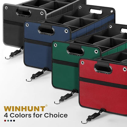 winhunt Car Trunk Organizer, Car Storage Organizer, Collapsible Multi Compartment for Car, Suv, Sedan, Truck, 100L, Extra Larger (Green, 100L)