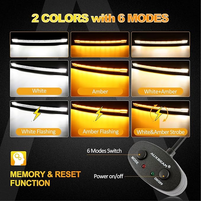 Auxbeam 42 Inch LED Light Bar, 240W Curved Amber White Strobe Lights, 6 Modes Spot Flood Combo Beam Fog Driving Light for Car Jeep Off Road SUV UTV with 10FT Wiring Harness