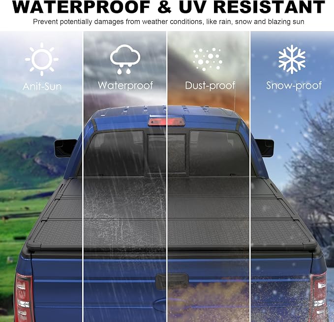 KUIPERAUTO 4.5 ft(4'6") Hard Tri Truck Bed Tonneau Cover Compatible for Ford Maverick 2022-2026 Bed 54inch
