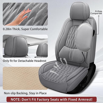 WELLDO Car Seat Covers, Gray, Full Set | Waterproof, Scratch-Resistant, Breathable & Easy to Clean, Universal for SUV Sedan Truck, w02