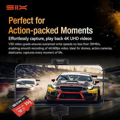 SIX M200 512GB Micro SD Card Read Up to 190MB/s for 4K UHD Continuous Recording - A2, U3, V30 microSDXC Memory Card 512GB with Adapter for Action Cameras, Drones, Gaming Consoles, Dash Cams, Phones