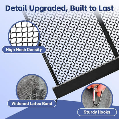 Cargo Net for Ford F-Series 2015-2026, Nissan Titan 2016-2024 | Heavy Duty Truck Bed Organizer, Highly Elastic Tailgate Net with Carabiners, Weatherproof Mesh Cover with Attached Zipper Bag