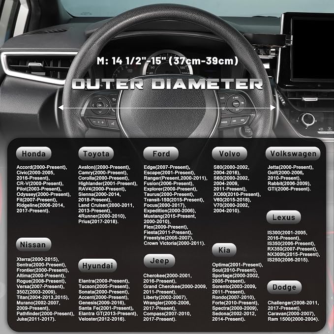 SEG Direct Steering Wheel Cover 14.5-15 inch (37-39 cm) Medium Size, Microfiber Leather, Non-Slip Comfortable Grip, Fits Cars Trucks SUVs, Chocolate Brown