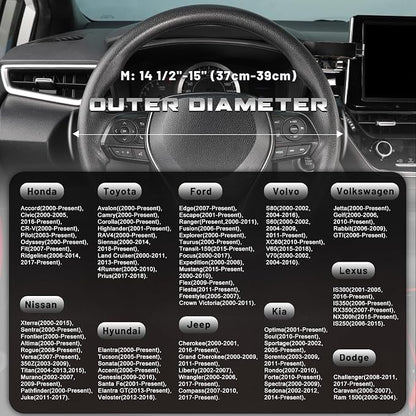 SEG Direct Steering Wheel Cover 14.5-15 inch (37-39 cm) Medium Size, Microfiber Leather, Non-Slip Comfortable Grip, Fits Cars Trucks SUVs, Chocolate Brown