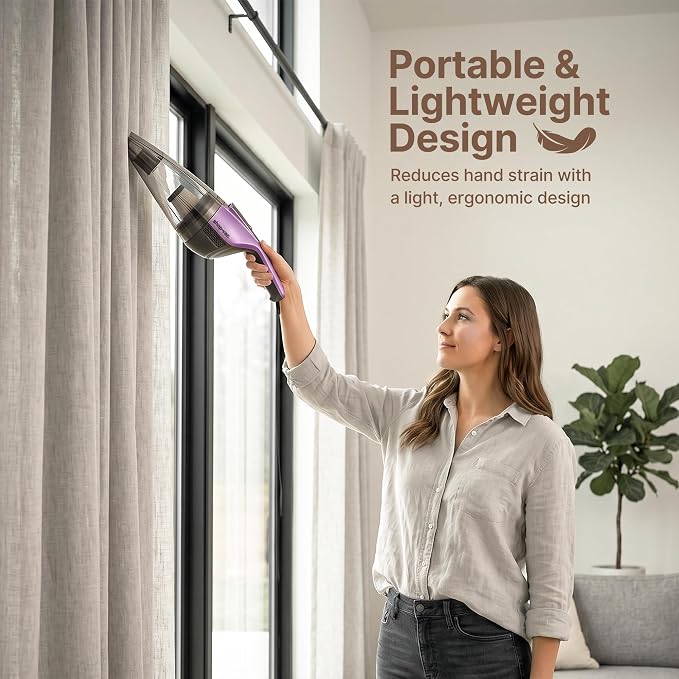Shop-Vac S1 12V Handheld Vacuum Cordless, Dual-Speed Powerful Portable Car Vacuum Rechargeable, Wall-Mounted Lightweight Hand Vacuum for Home & Car, LED Illumination, HEPA Filter, Purple