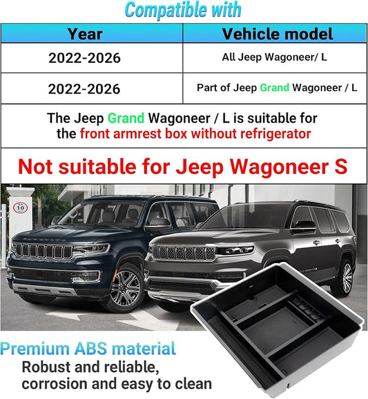 Center Console Organizer Compatible with 2022-2026 Jeep Wagoneer/L, 2022-2026 Jeep Grand Wagoneer/L Accessories, Armrest Storage Box