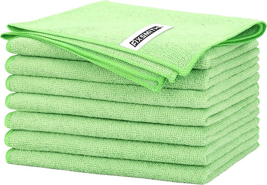 FIXSMITH Sage Green Microfiber Cleaning Cloth -Pack of 8, Highly Absorbent Cleaning Rags, 16"X12" All Purpose Cleaning Towels for Housekeeping, Kitchen, Car, Lint Free and Reusable Microfiber Towels