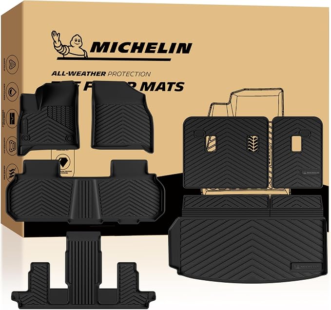 Michelin Vehicle Mats, All-Weather TPE Custom Fit Liner for 2024-2026 Chevy Traverse/2024-2026 GMC Acadia/2025-2026 Buick Enclave 7 Seats(7 Piece), Not Fit 2024 Traverse Limited, Premier