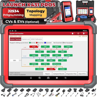 Launch X431 Scanner PRO5 J2534 Pr0gram ECU Coding, Topology, 60+ Services, Bi-Directional All System Scan Tool, CANFD DOIP, 200+ Brands, Guided Functions, 10+ High-end Features, BST360 Included