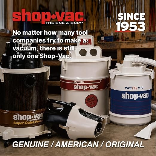 Shop-Vac 1.5 Gallon 2.0 Peak Wet/Dry Vacuum, Small Portable Shop Vacuum with Attachments, Mini for Garage, Car, Home and Pet