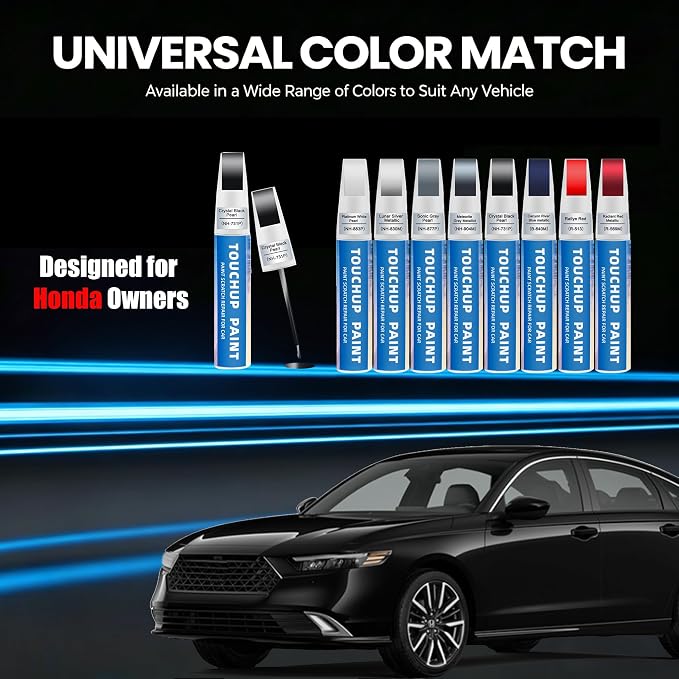 Crystal Black Pearl(NH-731P) Touch Up Paint for Honda 2-in-1 Car Scratch Repair Pen for Rock Chips, Door Scratches & Paint Nicks Exact Color Match Quick Dry DIY Fix for Civic Accord CR-V
