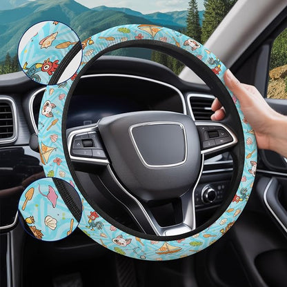 GENANY Tribal Print Steering Wheel Cover, Non Slip Polyester Car Wheel Protector for Car SUV Truck, Universal 15 Inch