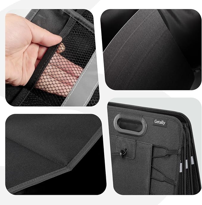 Trunk Organizer for Car， Collapsible Trunk Organizer with Multi Pockets, 3 Compartments Storage Organizer for Car SUV, Truck, Sedan