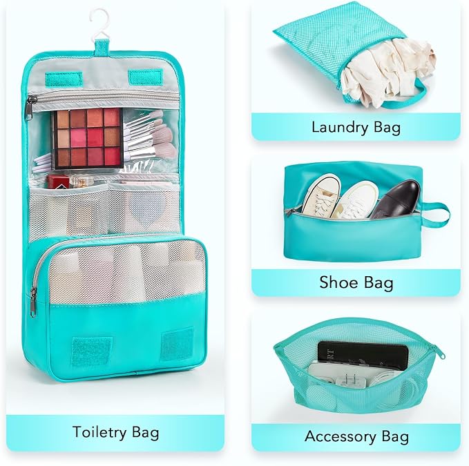 OlarHike 10-Pack Compression Packing Cubes for Travel Essentials,Compressible Expandable Packing Cubes for Suitcase,Luggage Garment Bags for Travel,Handy Helper for Organizing Clothes(Blue Green)
