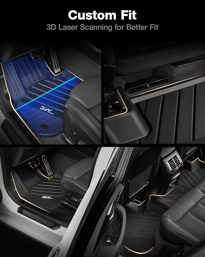 3W 2018-2024 BMW X3 Floor Mats & Cargo Liner, All Weather TPE BMW X3 Accessories Custom Fit for X3 G01 30i M40i X3M Car Mats (Only for car Without Spare tire) (Don't Fit X3 30e), 6PCS