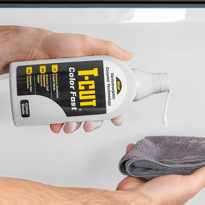 T-Cut Color Fast 3-in-1 Paint Restorer, White - Scratch Remover, Ceramic Car Wax & Color Enhancer - Removes Swirls & Oxidation, 17 oz