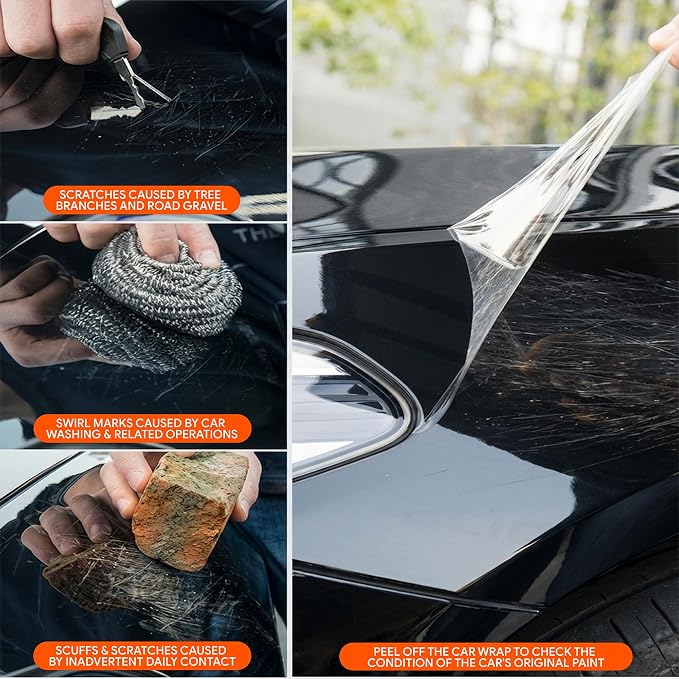 TPU PPF Hydrophobic Clear Paint Protection Film Self Healing Car Clear Glossy Wrap Film (1.5ft x 5ft)