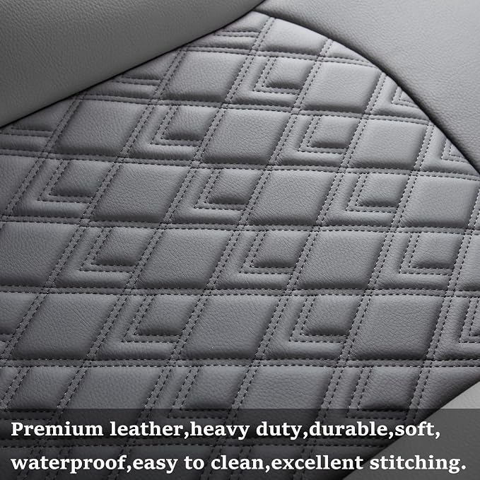 JOJOBAY Chevy Silverado Seat Covers,Leather Seat Covers for GMC Sierra,Custom Fit 2007-2026 1500 2500HD 3500HD Crew Double Extended Regular Cab,LT LZT RST Trail Boss(Full Set,Black)