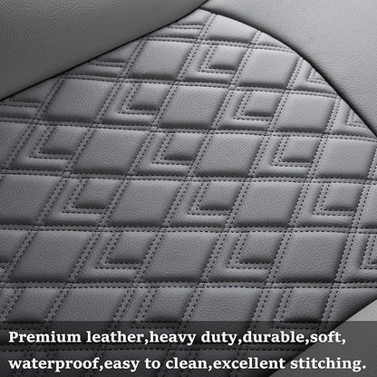 JOJOBAY Chevy Silverado Seat Covers,Leather Seat Covers for GMC Sierra,Custom Fit 2007-2026 1500 2500HD 3500HD Crew Double Extended Regular Cab,LT LZT RST Trail Boss(Front Pair,Black)
