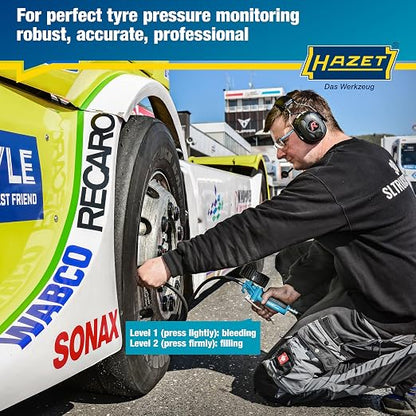HAZET Tire Pressure Gauge 9041G-1 I Calibrated, Readable, Pressure Gauge Measuring Range: 0-145 Psi, Hose Length: 100cm/39.37 Inches, Pressure Gauge Diameter: 3.15 Inches I Tire Pressure Gauge