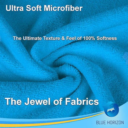 Blue Large Microfiber Cleaning Towels, 36-Pack Dual-Sided Ultra Soft Plush Washcloth, Professional Grade Premium Microfiber Car Cleaning Cloths, Car, Household and Commercial (Sky Blue, 16" X 16")