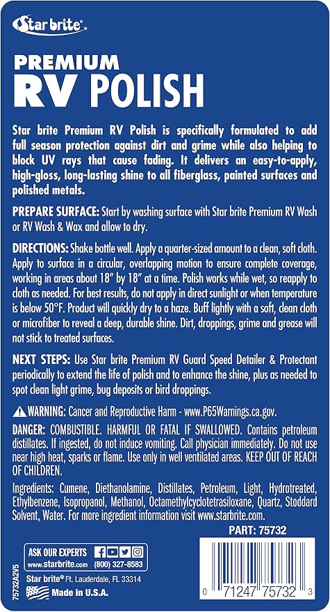 STAR BRITE Premium RV Polish - Ultimate Protection for Fiberglass, Painted Surfaces & Metals 32 OZ (075732PW)