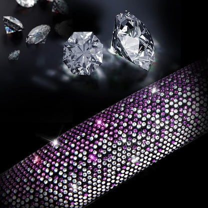 CAR PASS Bling Diamond Leather Steering Wheel Cover, Bling Sparkly Crystal Glitter Rhinestones Universal Fit 14" 1/2-15" Car Wheel Protector for Women Girl Fit Suvs,Vans,Sedans,Trucks, Purple Silver
