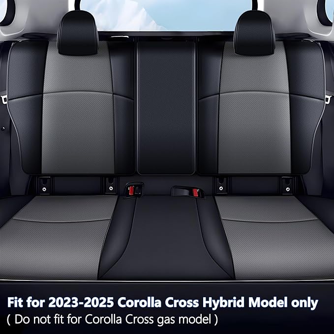 TTX LIGHTING Custom Fit Seat Covers for Toyota Corolla Cross Hybrid 2023 2024 2025 2026 SE,XES,Full Set Faux Leather Cross Hybrid Seat Covers Black&Grey