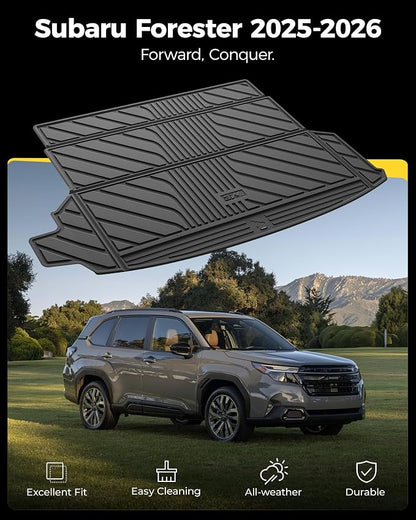 3W Cargo Liner for 2025 2026 Subaru Forester (Not Fit Hybrid & Wilderness), TPE All Weather Custom Fit Car mats for 2025 2026 Forester Cargo Liner Anti-Slip Heavy Duty Accessorious, Black