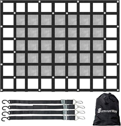 Surmountway Heavy Duty Cargo Net with Mesh (72" x 57"), 1100LBS Capacity, Adjustable Cam Buckles & S-Hooks for Trucks & Trailers