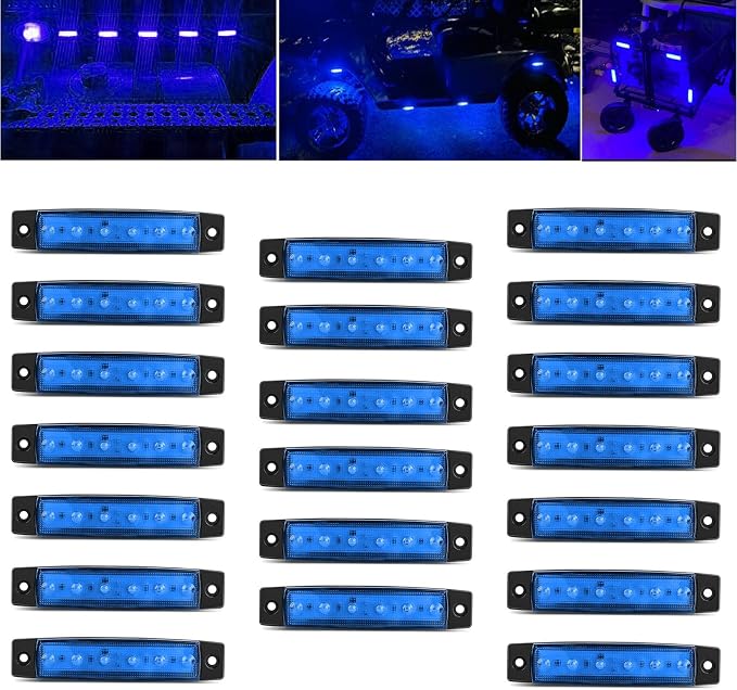 20 Pcs Blue LED Rock Strip Lights,Wheel Well Underglow Lighting Kits,Car Rock Lights Exterior Side Marker Lights for Wrangler Truck Golf Cart RV RV SUV Offroad