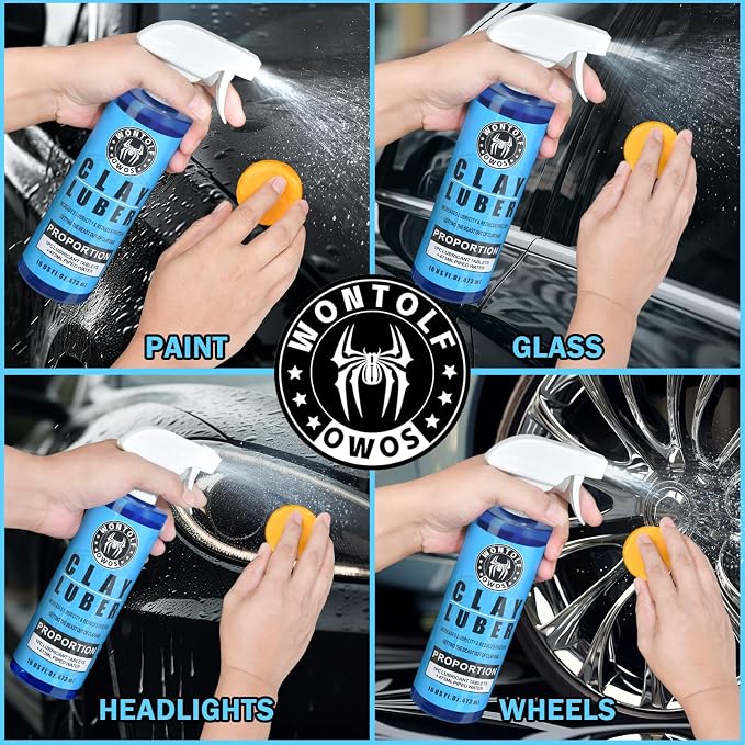 Wontolf Complete Car Clay Bar Auto Detailing Kit, Clay Luber, Butter Wet Wax, Car Wash Soap - Premium Grade Clay System Car Washing Detailing Kit- Maximum Gloss & Unsurpassed Slickness(19 Items)