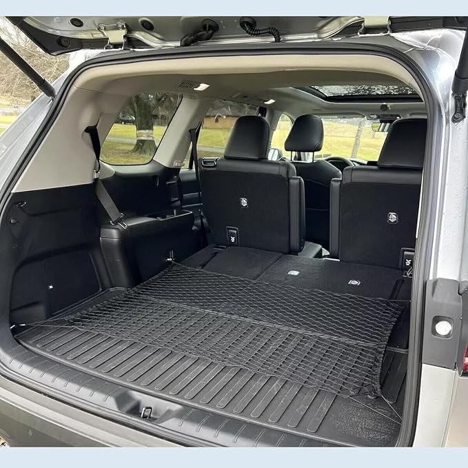 Rear Trunk Organizer Cargo Net Suitable for 2024 2025 2026 Toyota Grand Highlander Hybrid Limited Platinum Nightshade XLE LE Rear Trunk Mesh Cargo Storage Net Bag Grand Highlander Accessories