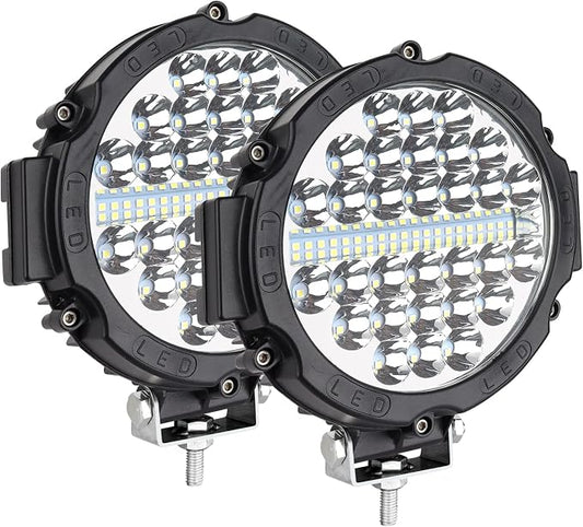 Safego 7 Inch Round Led Offroad Lights, round LED Driving Light Bar Pods 210W 21000LM Combo Beam Work light for Trucks ATV UTV SUV Car Tractors Off-Roading Jeep Lighting, Pack of 2