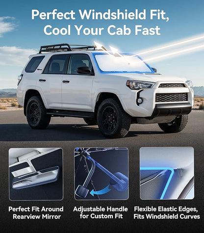 Nmoiss Windshield Sun Shade Umbrella Custom Fit for Toyota 4Runner 2010-2026 Accessories, [Vinyl Coating Heat Shield] Protect Car from Sun Rays & Heat Damage Keep Cool and Protect Interior