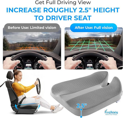 anzhixiu Elevated Car Seat Cushion for Improved View- Reduces Lower Back Pressure- Gray