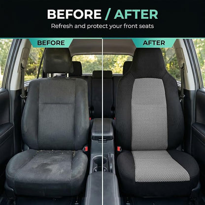 FH Group Automotive Front Car Seat Covers for SUV, Trucks, Sedan and More - Universal Fit Front High Back Design Interior Accessories - 3D Mesh Fabric Center Panel - Gray