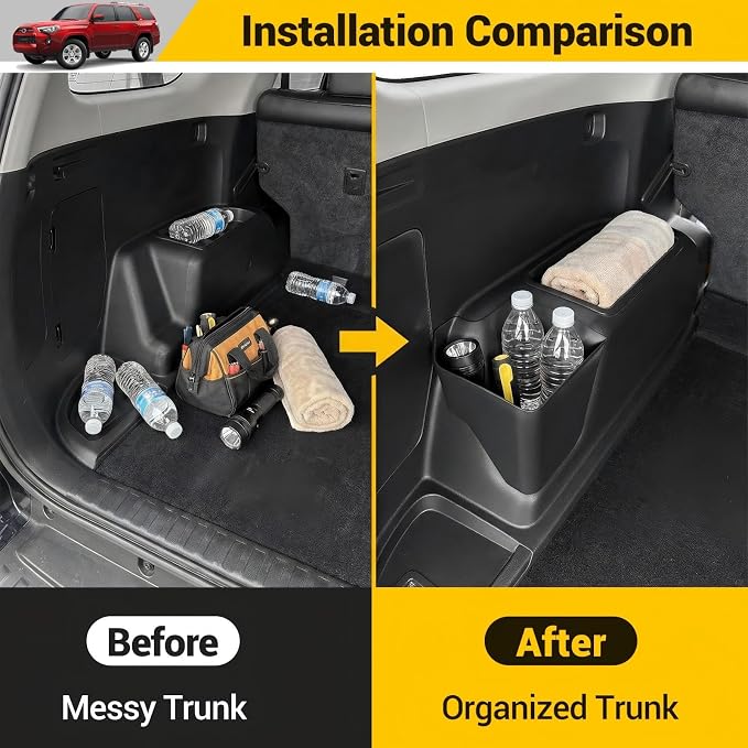 Rear Trunk Organizer for 2010-2024 Toyota 4Runner 5-Seat 2nd Row Accessories, Storage Bin Trunk Side Storage Box Cargo Tray for 10-24 4 Runner(Left Side,Not for 7-Seat)