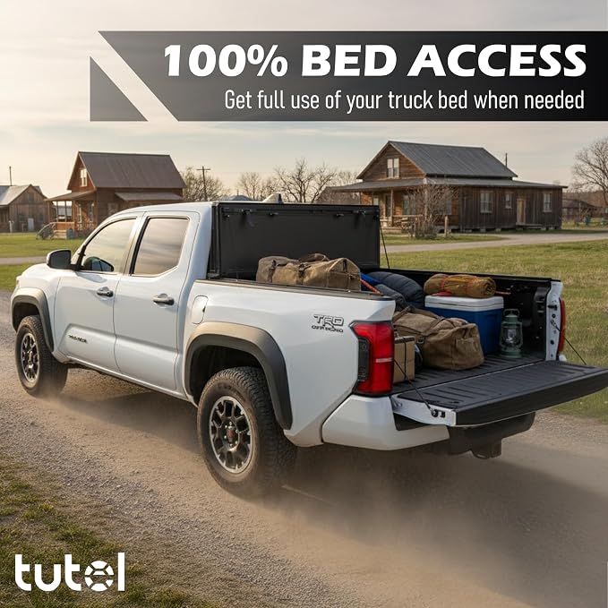 Tutel Low Profile Hard Shell Flip-Up Truck Bed Tonneau Cover|Fits 2016–2023 Toyota Tacoma 5'1" Bed (60.5") - TTLTMLPFU021
