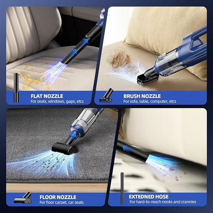 MONOZEL Car Vacuum Cleaner High Power, 18000Pa 2 in 1 Vacuum Cleaner&Air Duster, 130W Brushless Motor Handheld Vacuum Cordless with 7800mAh Battery, LED Light, Multi-Nozzles for Car, Home, Office, Pet
