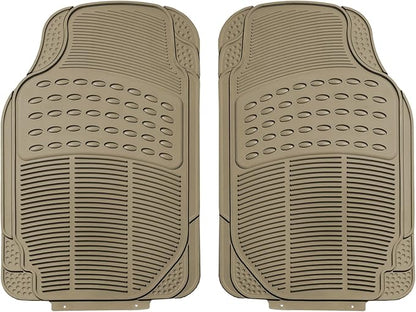 FH Group Automotive Floor Mats Climaproof for All Weather Protection Universal Fit Trimmable Heavy Duty fits Most Cars, SUVs, and Trucks, 2pc Front Set Solid Beige