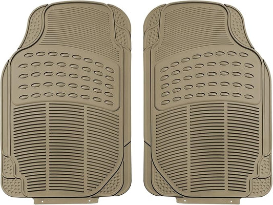 FH Group Automotive Floor Mats Climaproof for All Weather Protection Universal Fit Trimmable Heavy Duty fits Most Cars, SUVs, and Trucks, 2pc Front Set Solid Beige