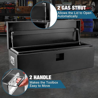Underbody Truck Tool Box Steel Storage ToolBox, Tool Chest Organizer w/Lock and Keys For Pickup, Truck Bed, RV, Trailer, Heavy Duty Waterproof Black Box,48 x 15 x 15 Inch
