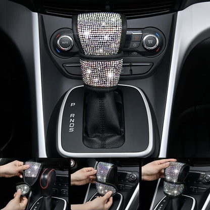 CAR PASS 11 PCS Bling Diamond Car Accessories for Women, Sparkly Rhinestone Steering Wheel Cover Bling Seat Belt Cushion, Glitter Shift Knob Cover Car Cup Holder Coaster, Cute Interior Sets Multicolor