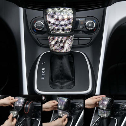 CAR PASS 23 PCS Bling Diamond Car Accessories Set for Women, Leather Car Seat Covers Full Set Sparkly Rhinestone15'' Steering Wheel Covers Shining Diamond Floor Mats Car Interior Sets, Multicolor
