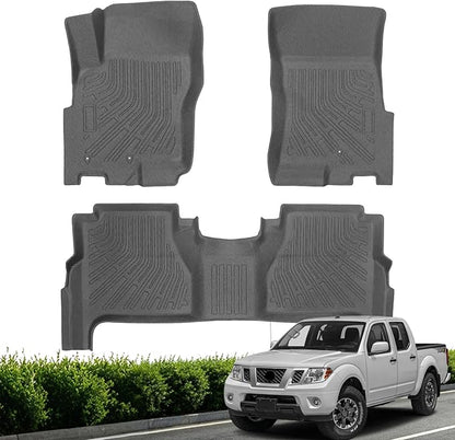 Floor Mats for 2008-2021 Nissan Frontier Crew Cab, All Weather TPE Floor Liners Custom Fit Frontier Heavy Duty Car Mats 1st & 2nd Mat Accessories Odorless Anti Slip Black