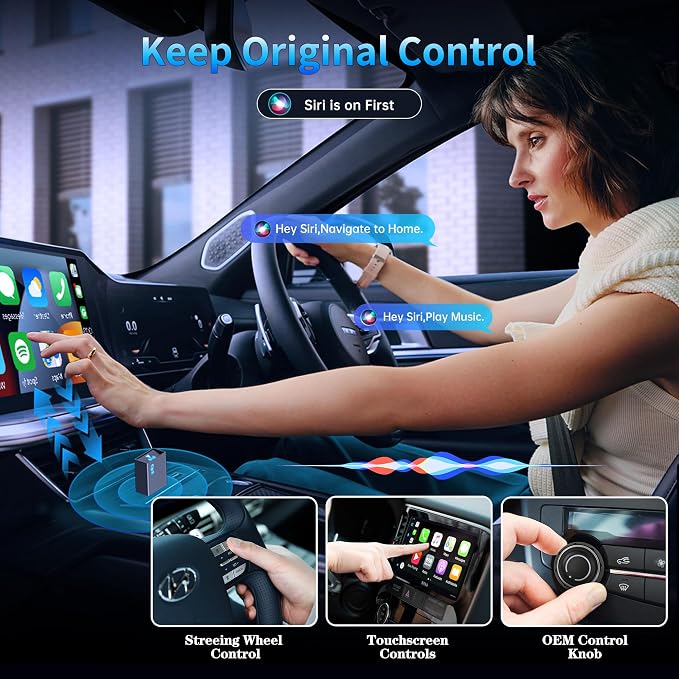 Wireless CarPlay Adapter for iPhone 2026 Upgrade - Stable Connection Convert Wired to Wireless Compatible with Cars 2018+, iOS 10+ (USB-C)