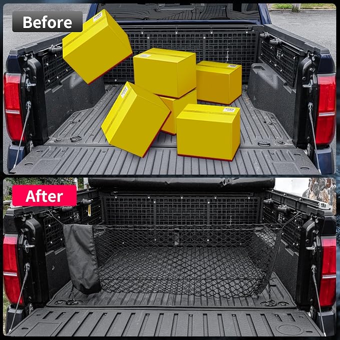 Cargo Net Compatible with 2024 2025 2026 Toyota Tacoma Envelope Style Truck Storage Net Dense Mesh with Free Storage Bags for 2025 Tacoma Exterior Accessories (4.1'×1.5')